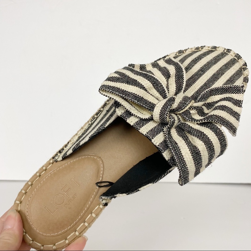 LOFT Canvas Stripe Bow Espadrille Mule Slip-On Shoes Size 10 - Picture 8 of 12